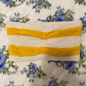 Yellow and White Strapless Bandeau